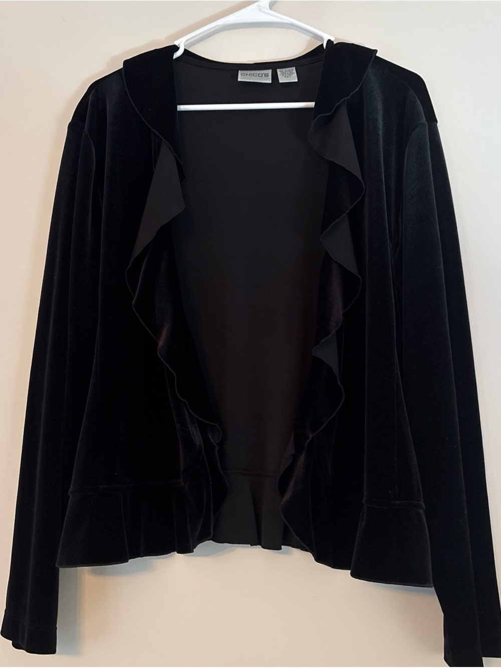 Chico's Black Lightweight Open-Front Top